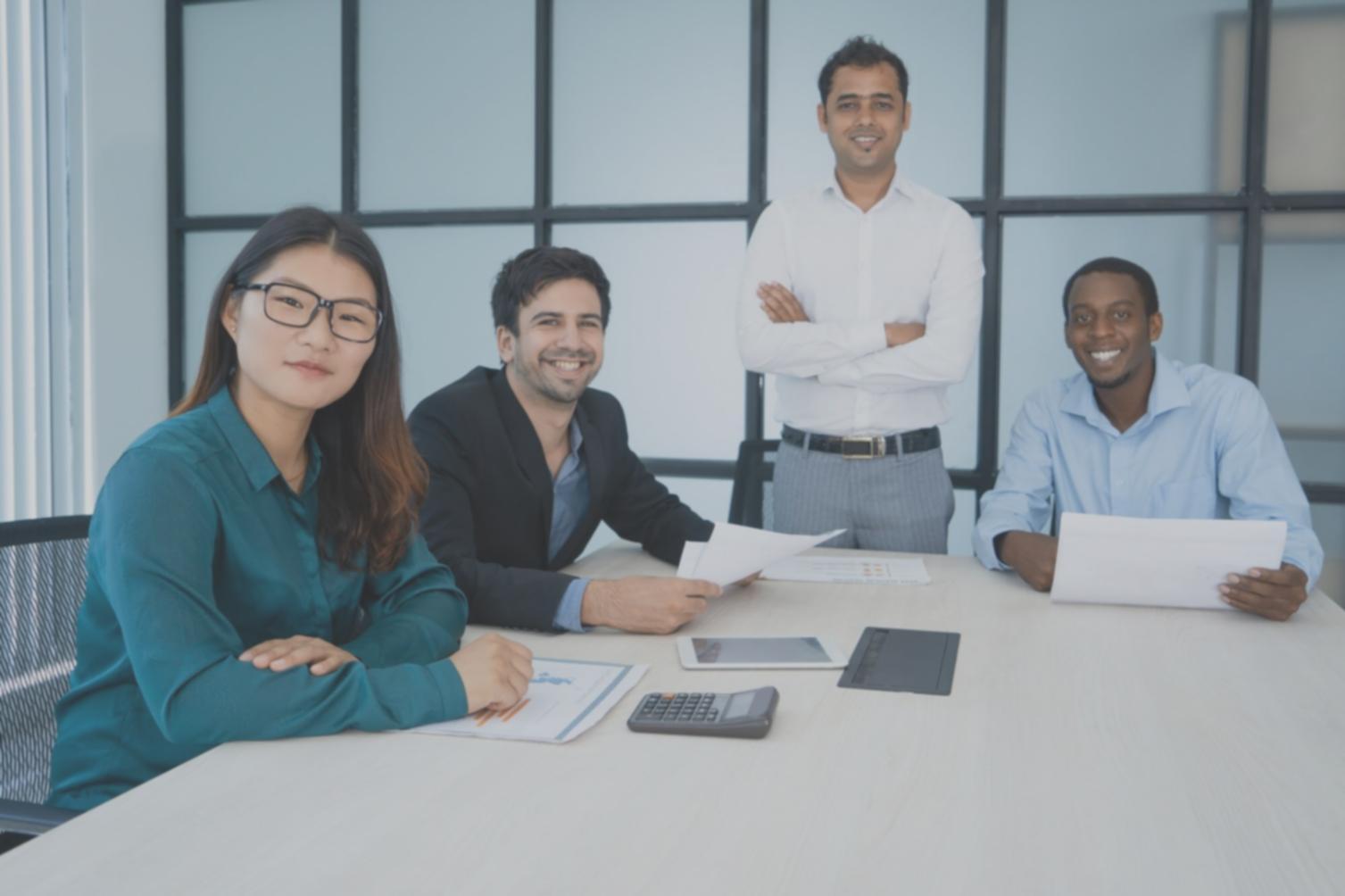 Business professionals collaborating on financial strategy